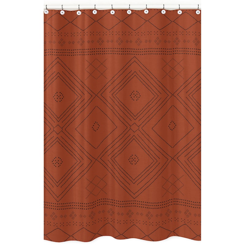 Sweet Jojo Designs Orange Boho Bohemian Tribal Bathroom Fabric Bath Shower Curtain Black Rustic Woodland Southwest Urban Retro