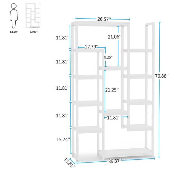 6Tier Tall Bookshelf and Bookcase, 70.9 inch 12Shelf Display Shelves