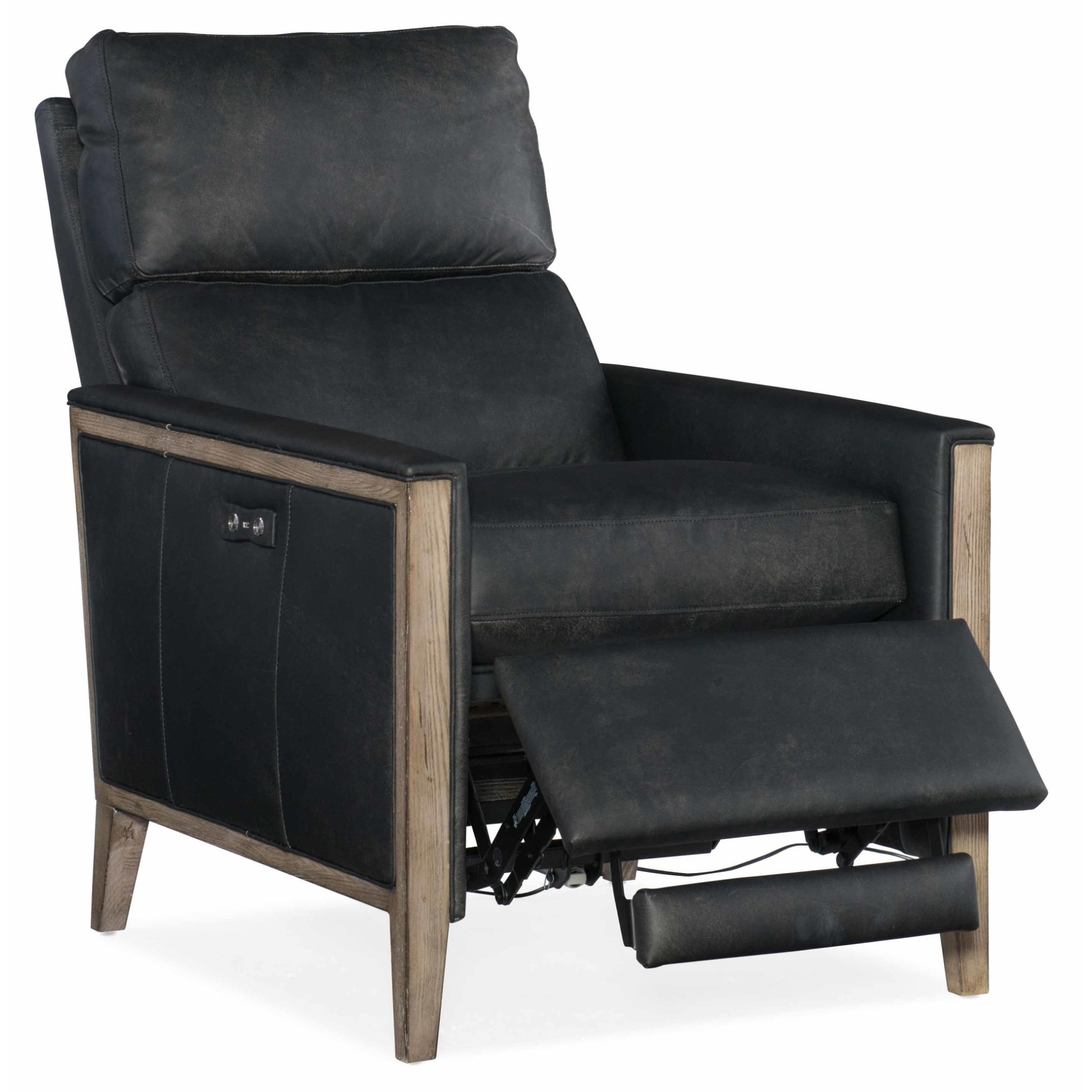 Wood framed on sale leather recliner