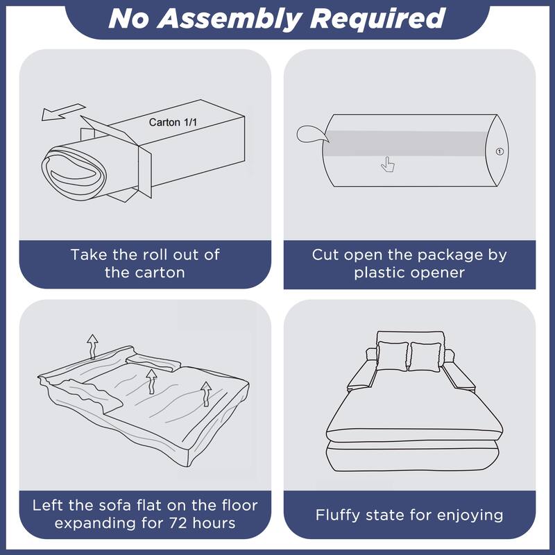 67" Upholstered Chaise Lounge Chair Sleeper Sofa Bed with Pillows, No Assembly Required