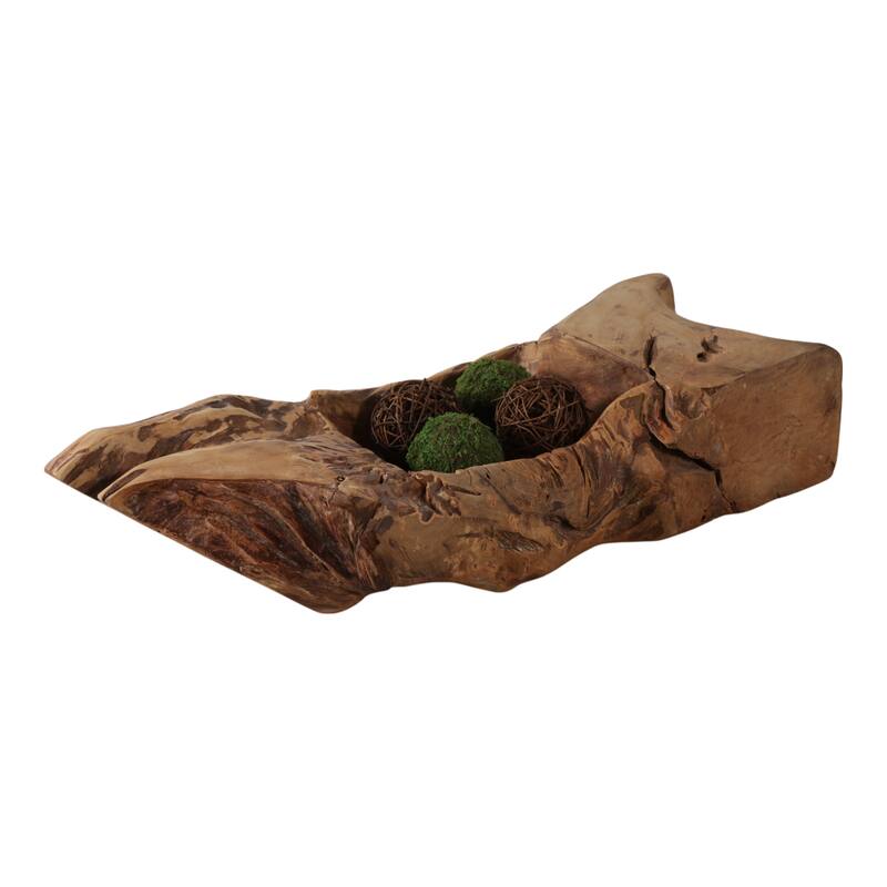 Teakwood Decorative Bowl Rustic Design Casual Home Decor - 5" Brown - 30" x 11" x 5"