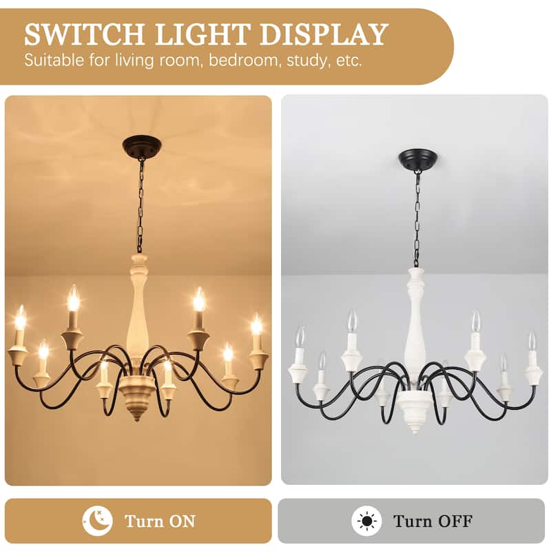 8-Light Vintage Candlestick Hanging Chandelier Lighting for Kitchen Island