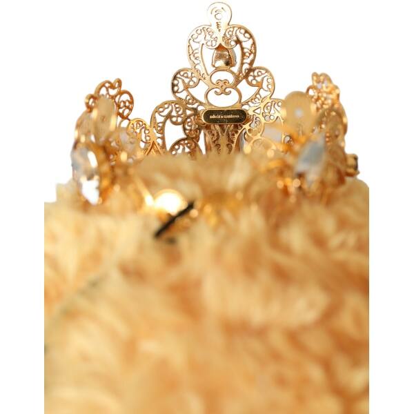 Dolce & Gabbana Brown Teddy Bear Gold Crystal Crown Hair  display picture 2