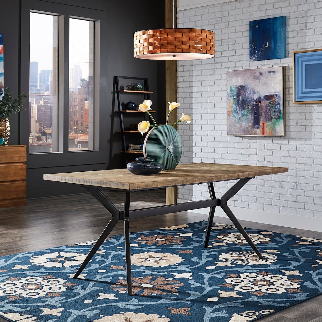Vaduz 70" Iron Grey Metal Base 4-6 Person Dining Table
