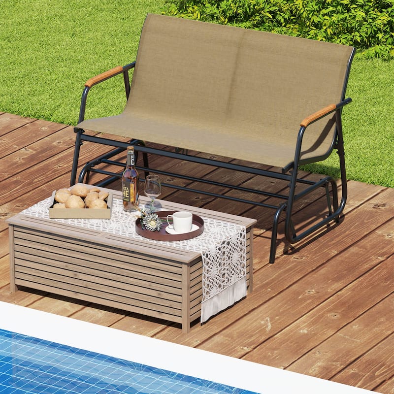 Costway Patio Glider Bench for 2 Swing Gliding Loveseat with Curved - See Details