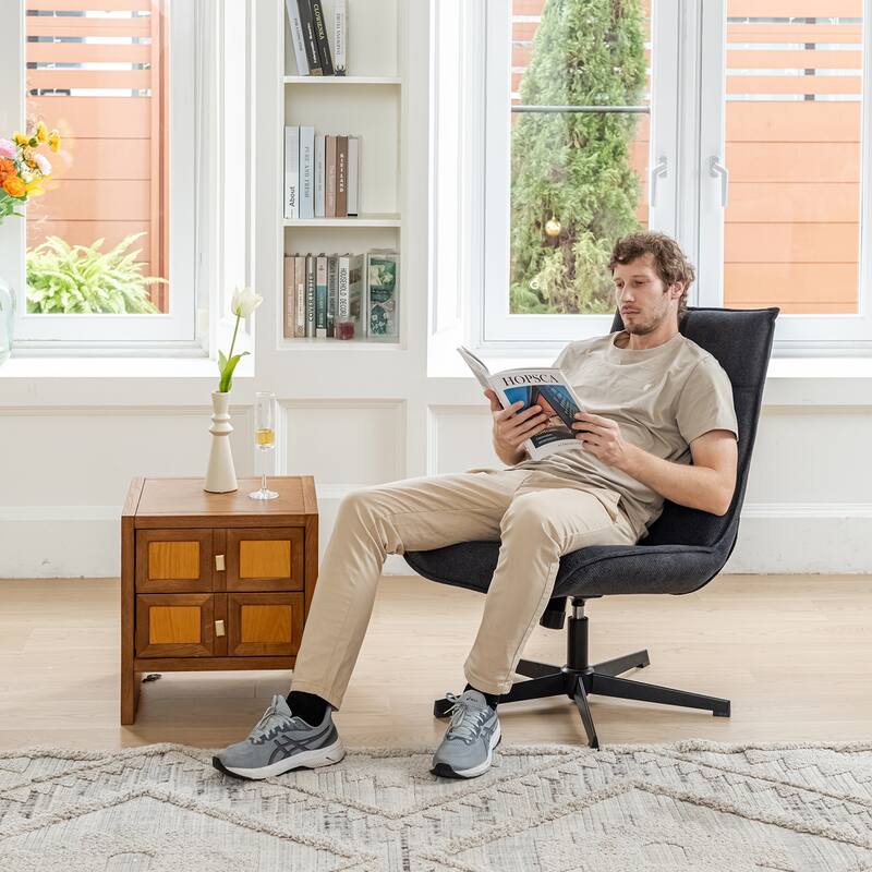 Homy Casa Upholstered Swivel Task Chair with Adjustable Height and High Back for Home Office and Study Use