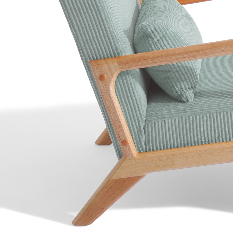 Modern Upholstered Accent Chair with Wood Legs Set of 2