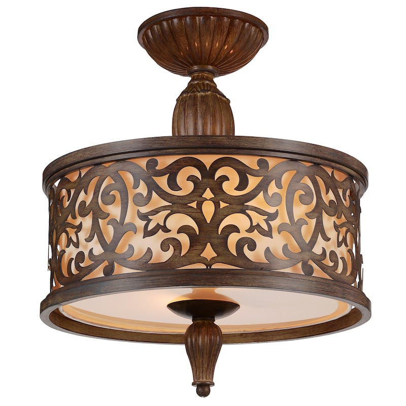 Nicole 3 Light Drum Shade Flush Mount With Brushed Chocolate Finish - Brushed Chocolate - Brushed Chocolate