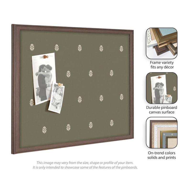 Kate and Laurel Pinboard Green Botanical Block Print