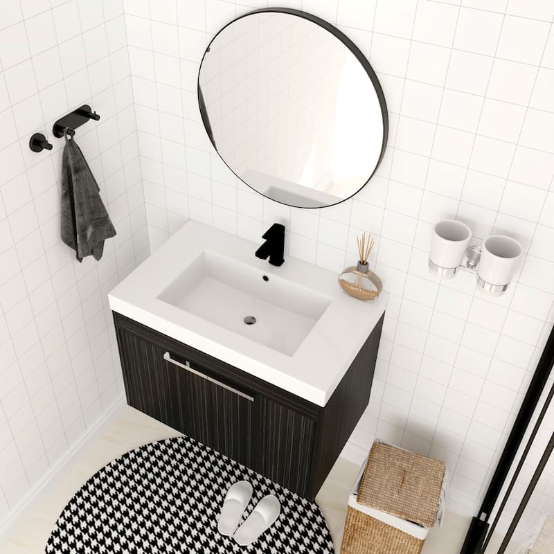 BNK 24"/30"/36" Single Sink Bathroom Vanity with Soft Close Door, Modern Floating Vanity