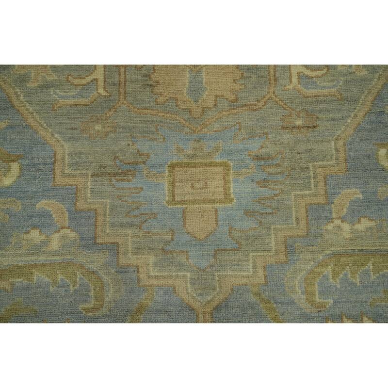 Vegetable Dye Wool Oushak Turkish Large Rug, Medallion Geometric Carpet - 14' 8'' X 12' 2''
