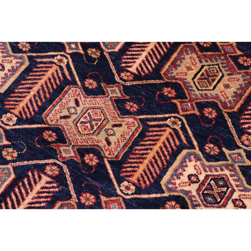 Rustic Super Kazak Thalia Blue/Multi Hand Knotted Wool Rug - 5'8'' x 7'6''