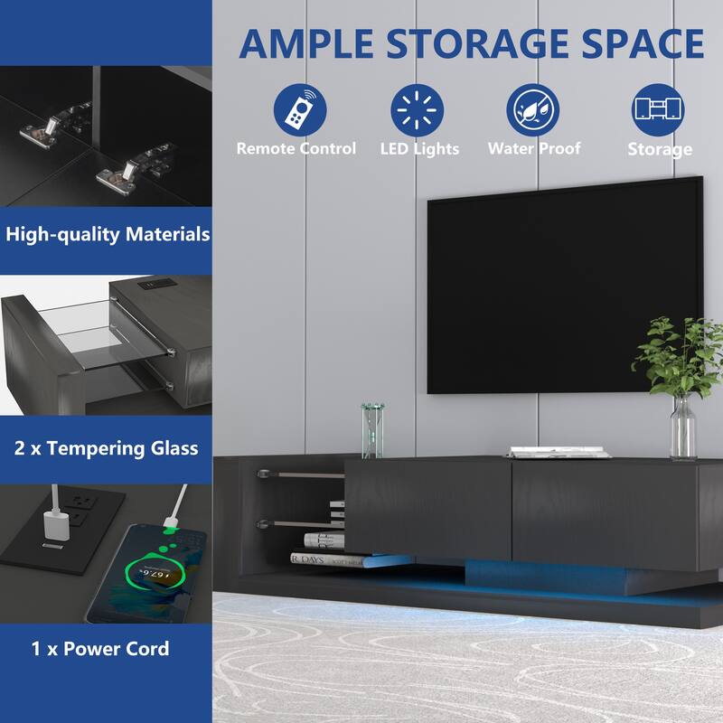 TV Console with Storage Cabinets, Full RGB Color