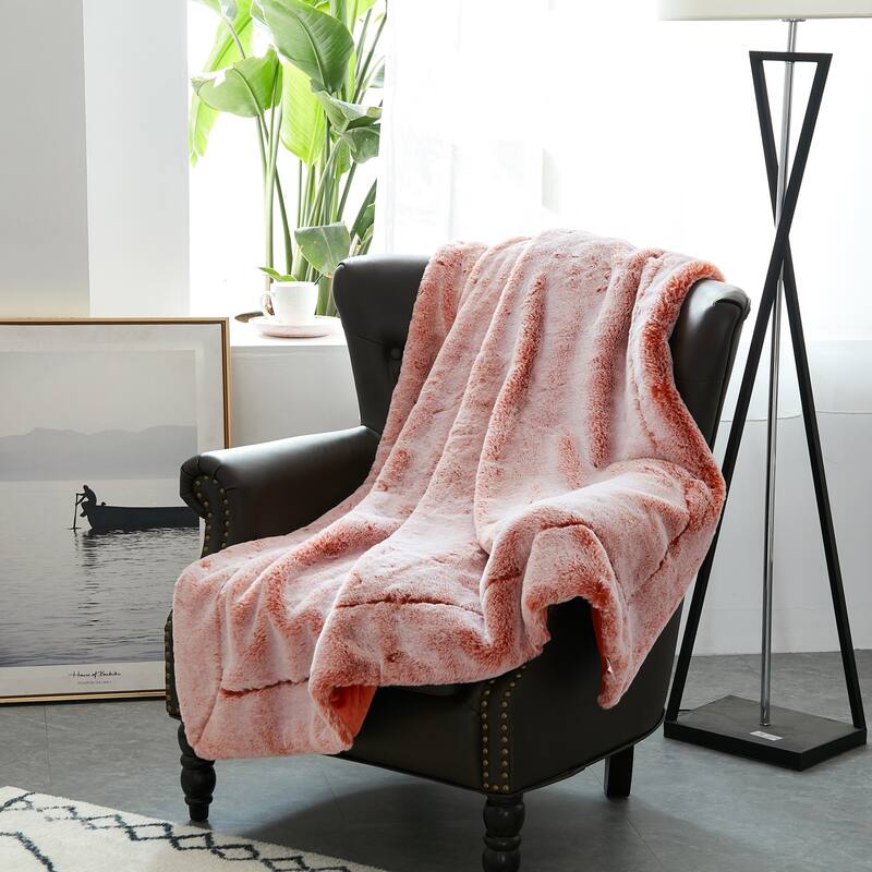 Heavy FauxFur Throw -50''x60''/60''x80'' - 50" x 60" - Burnt Orange