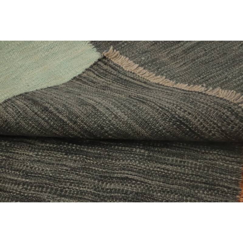 Hand Woven Oriental 100% Wool Carpet Southwestern Modern Multi-Colored Kilim Runner Rug - 10' 0'' X 2' 7''