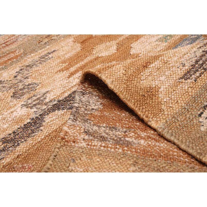 ECARPETGALLERY Flat-Weave Palas Denizli Light Brown Jute Kilim - 5'7 x 7'6