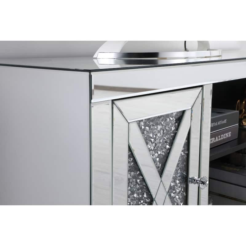 59 in. Mirrored TV stand with Crystals