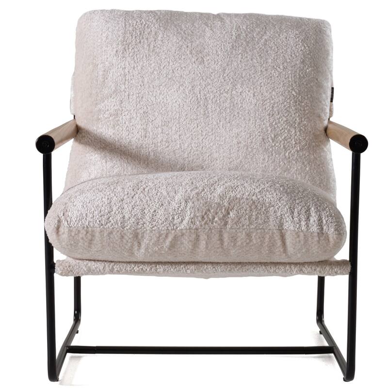 Modrest Moorcroft Modern Beige Fabric Accent Chair