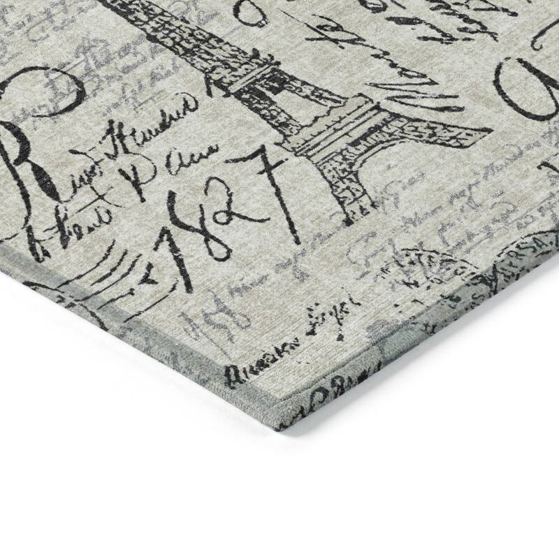 Machine Washable Indoor/Outdoor Modern Paris Chantille Rug