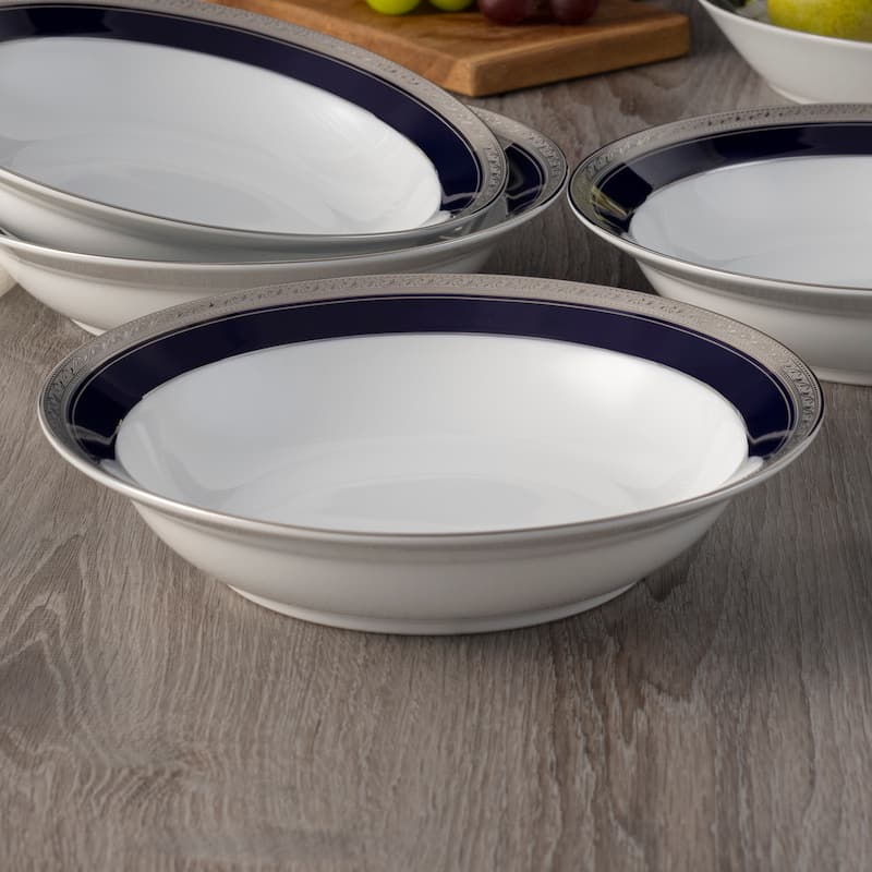 Crestwood Cobalt Platinum Set of 4 Rim Dinner Bowls, 10", 25 oz.