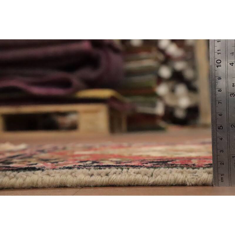 Hand Knotted Oriental 100% Wool Carpet Traditional Medallion Beige & Ivories Heriz (serapi) Area Rug - 3' 0'' X 2' 0''