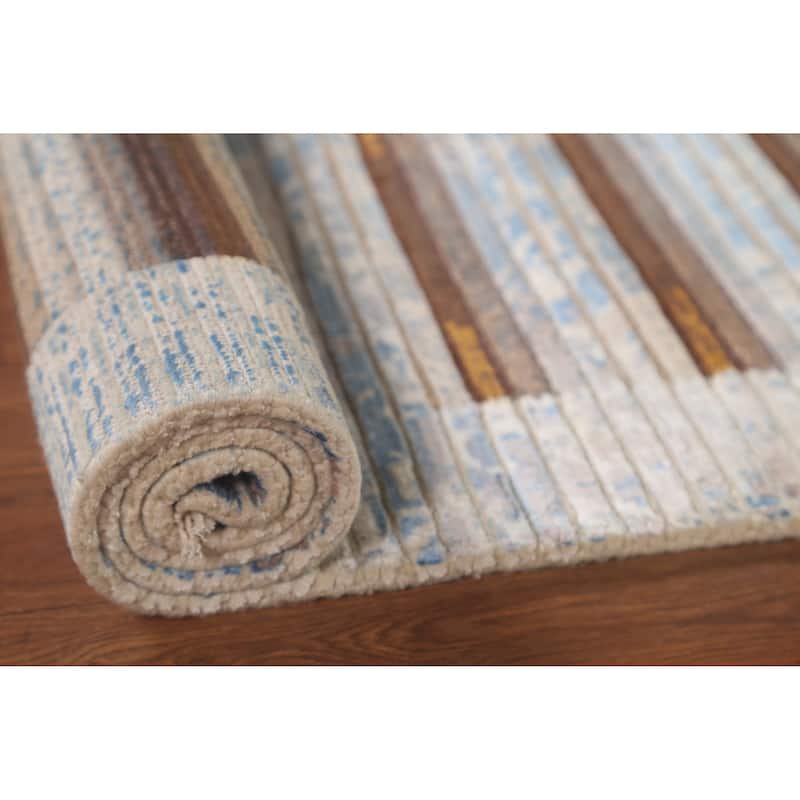 Multi-Color Modern Accent Rug Handmade Wool Carpet - 2'8"x 4'9"