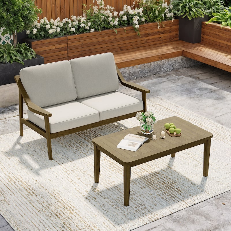 Outdoor Patio Wood Bistro Set/Loveseat Set