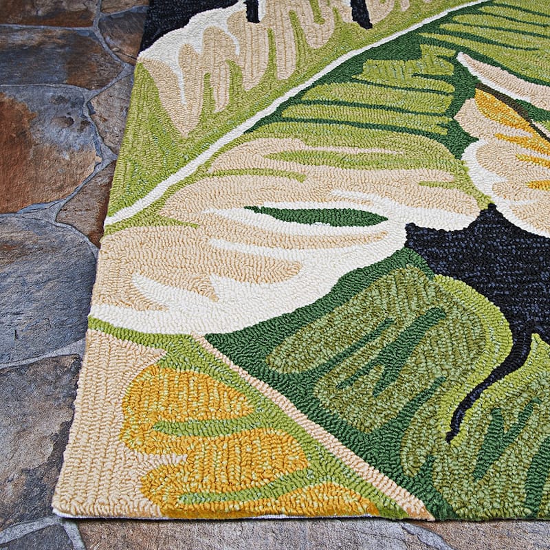 Miami Rainforest Black- Green Indoor/ Outdoor Area Rug