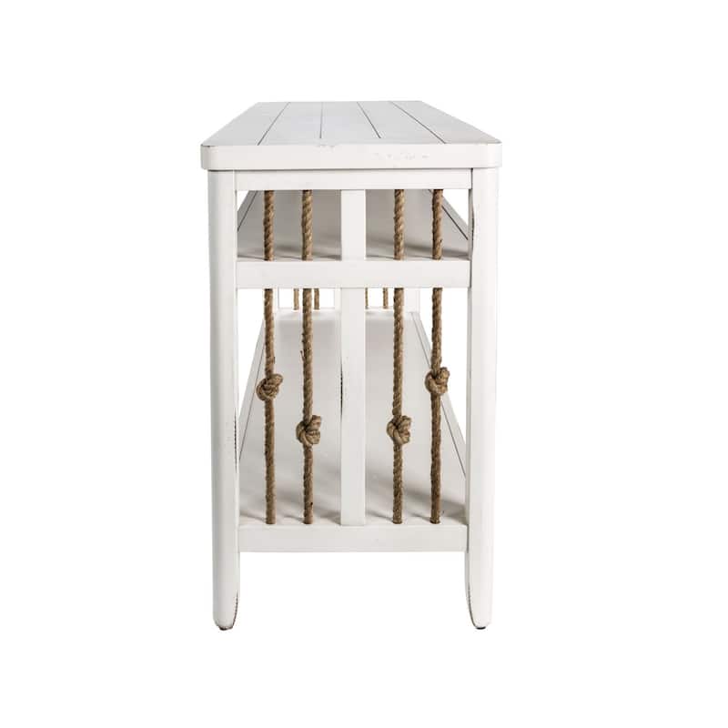 Dockside White Sofa Table with Rope Accents