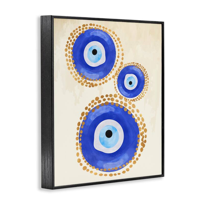 Stupell Round Blue Evil Eye Pattern Lustrous Dotted Detail Framed Wall Art, Design by Two Smart Blondes