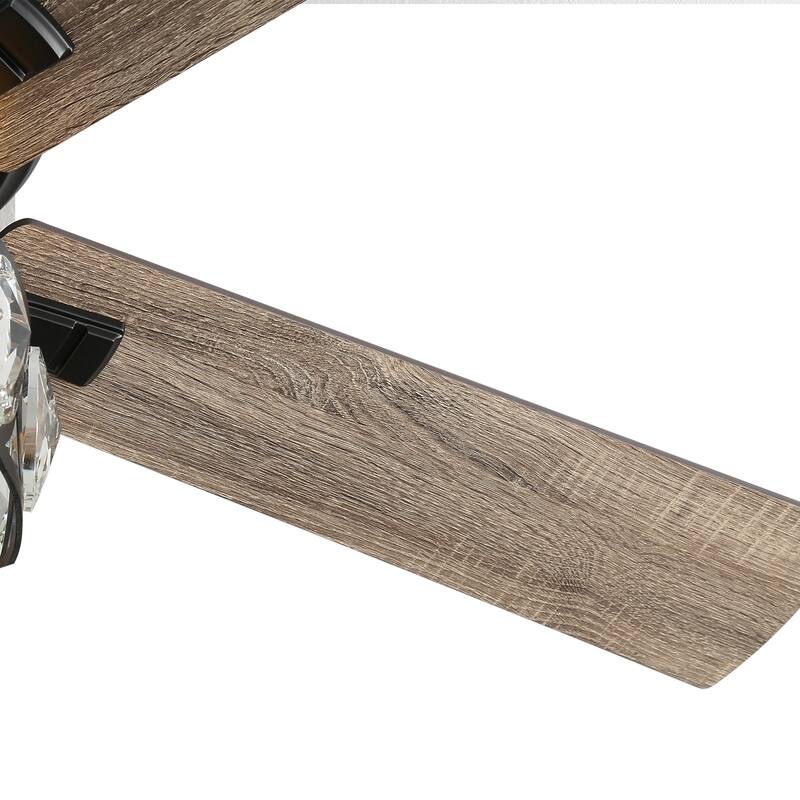 52 inch 5-Blade Flush Mount Crystal Ceiling Fan with Light Remote