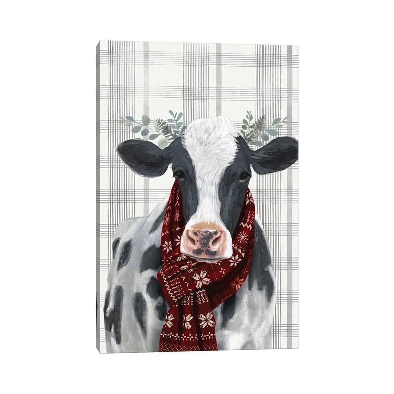 iCanvas "Yuletide Cow I" by Victoria Borges Canvas Print