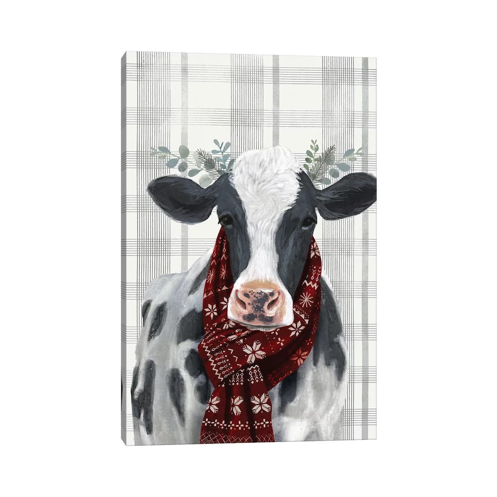 iCanvas "Yuletide Cow I" by Victoria Borges Canvas Print