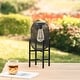 preview thumbnail 16 of 18, Glitzhome Set of 2 Metal Black Solar Powered Outdoor Lantern with Stand