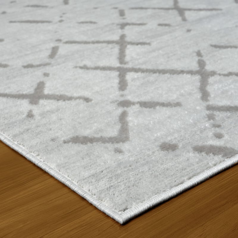 Sevita Modern Cream/Gray Geometric Diamond Abstract Rug
