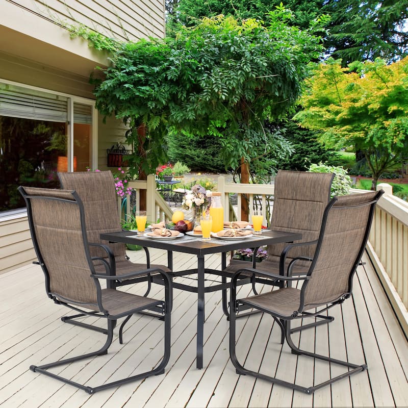 Outdoor Textilene Dining Set with Umbrella Hole
