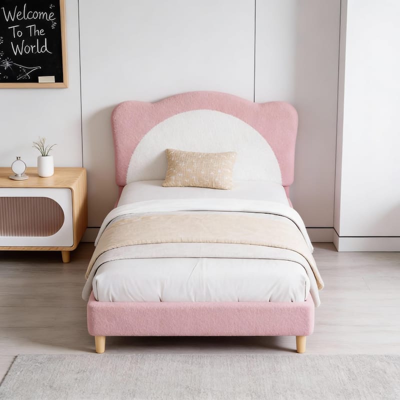 Upholstered Bed Frame, with Panda-Shaped Headboard