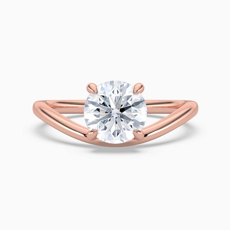 Auriya 14K Gold Lab Grown Diamond Round Curved Solitaire Engagement Ring 1.00 - 5.00ct. tw. (F-G, VS) - 3.00 carats - 6 - Rose