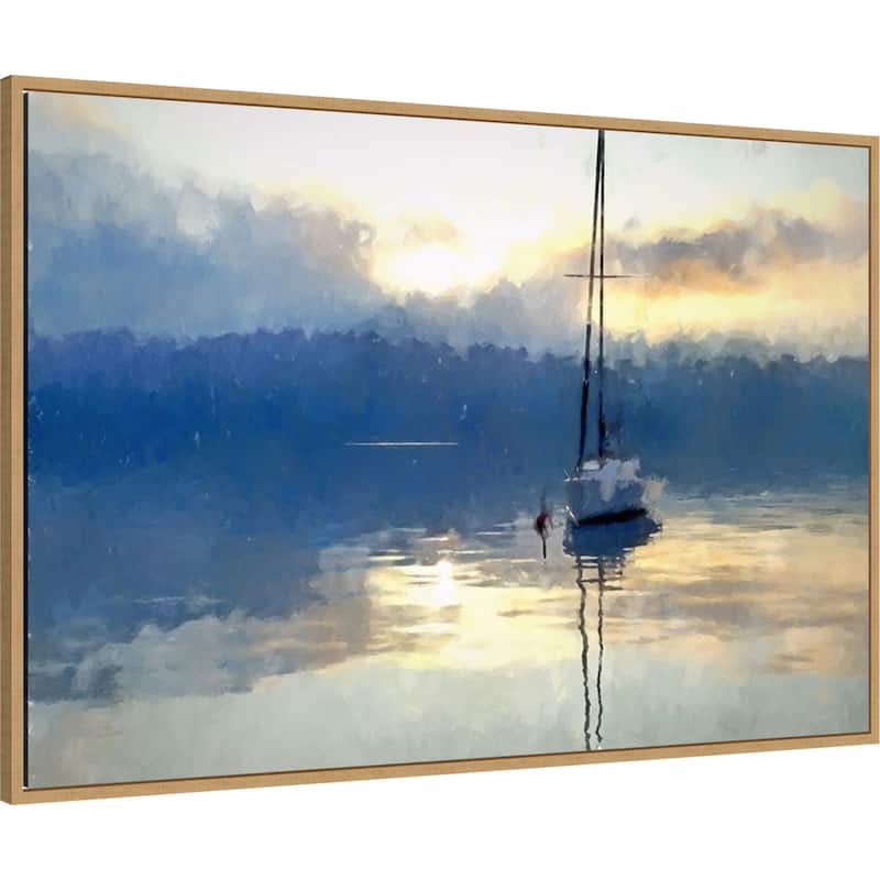 Boat At Dusk by Kim Curinga (41 x 28 in.), Framed Canvas Wall Art Print