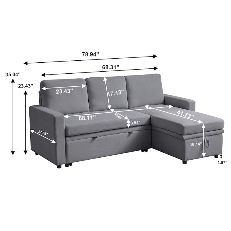 78.94" Striped Fabric Sleeper Sofa