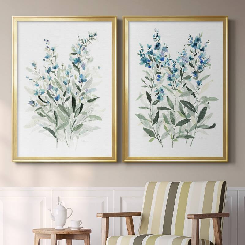Delicate Blue Botanical I Premium Framed Print - Ready to Hang - Multi-Color