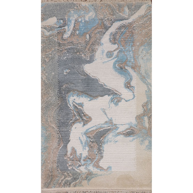 Modern Accent Rug Handmade Indian Wool Carpet - 2'8"x 4'9"