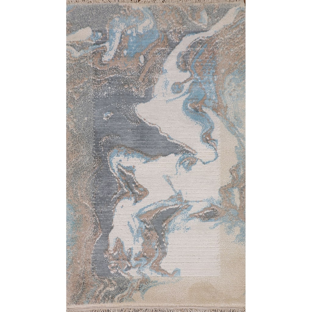 Modern Accent Rug Handmade Indian Wool Carpet - 2'8"x 4'9"