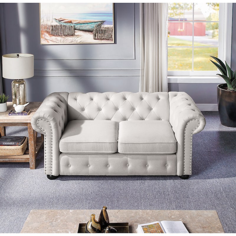 Corvus Aleksis Tufted Chesterfield Loveseat Sofa