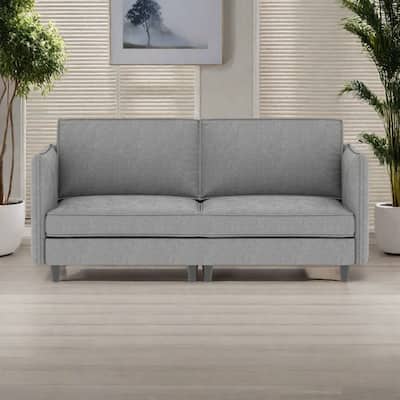 74.27"Fabric 3-Seater Sofa with Pocket Springs and Solid Wood Frame, Side Storage Pockets
