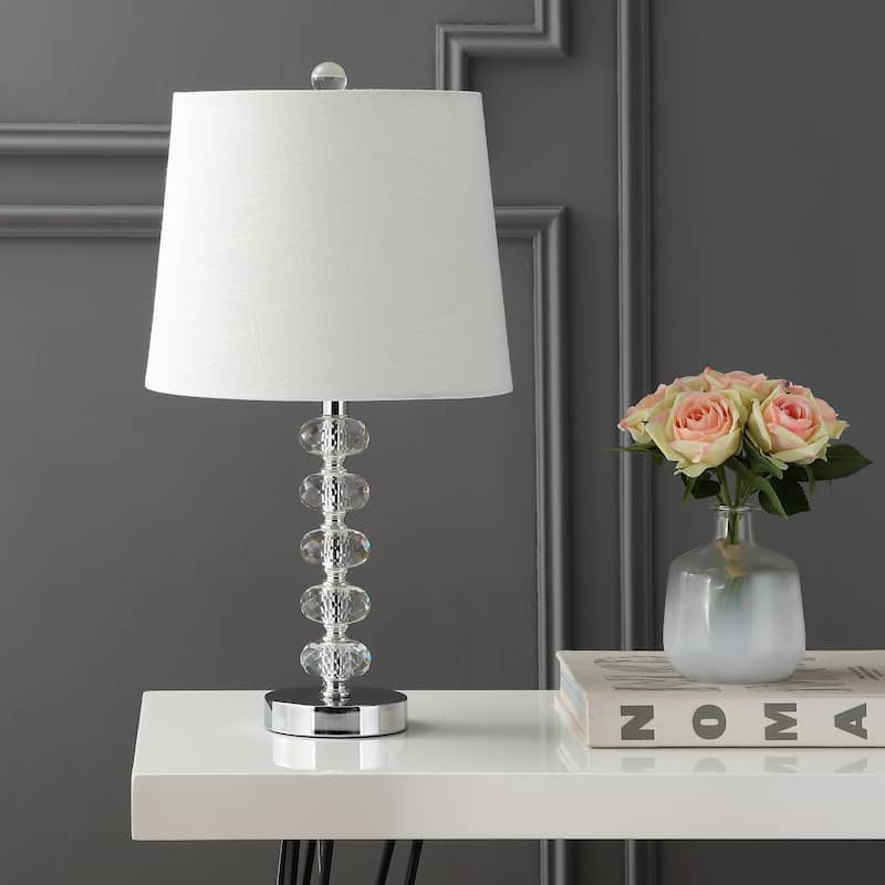 Mark 22" Glass/Metal LED Table Lamp, Clear/Chrome (Set of 2) by JONATHAN Y