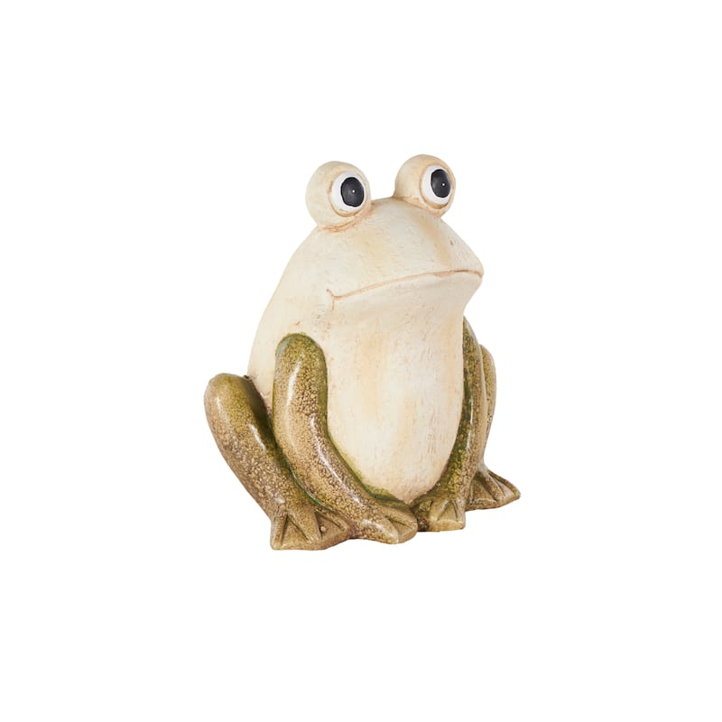 Magnesium Oxide Frog Garden Sculpture with Brown and Green Accents - Cream - Roche River Decor