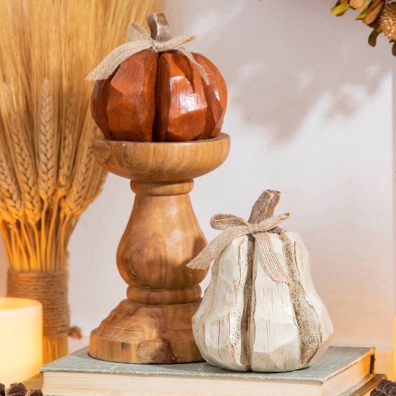Resin Pumpkin Table Decor, Set of 2
