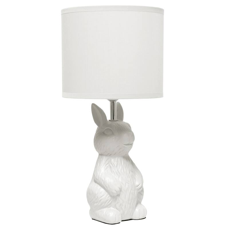 16.33 in. White Finish Table Lamp with White Shade, Sturdy Table Lamp for Living Rooms and Bedrooms