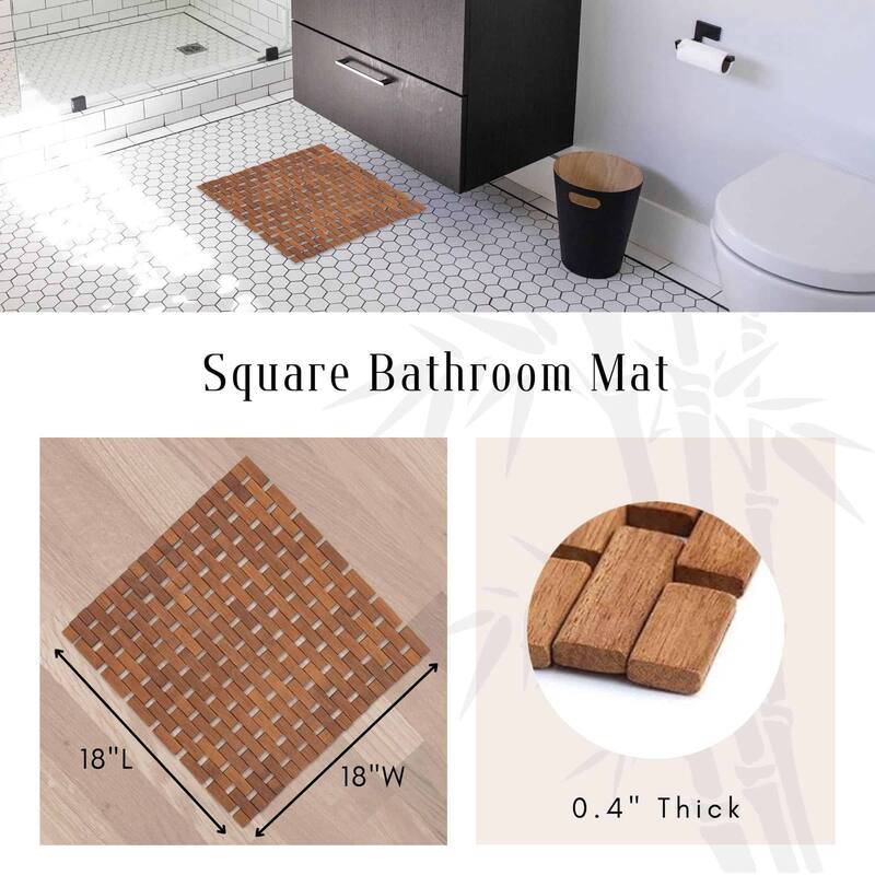 Natural Bamboo Bathroom Mat - Non Slip Bath Mat -Foldable Duckboard